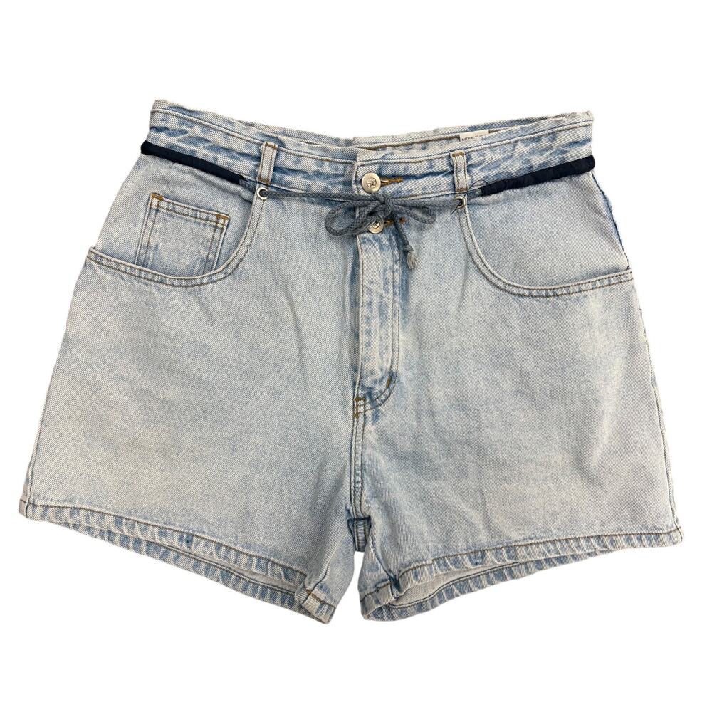 90s Unity Light Wash Denim High Waisted Drawstring Shorts